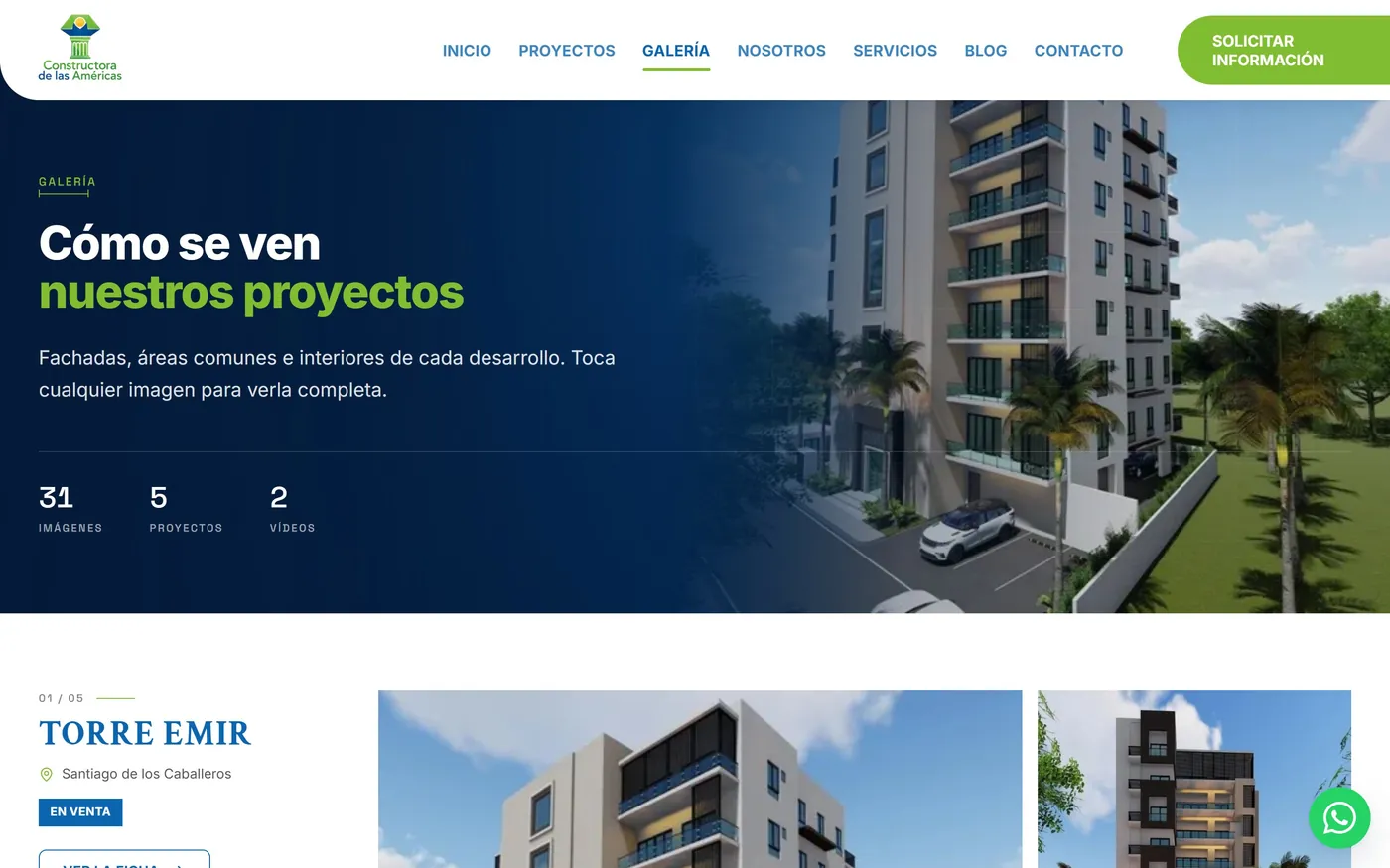 Galería del sitio web de Constructora de las Américas